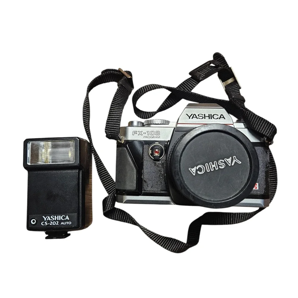 Vintage Yashica FX-103 Program 35mm SLR‎ Camera with CS-20Z Auto Flash Retro